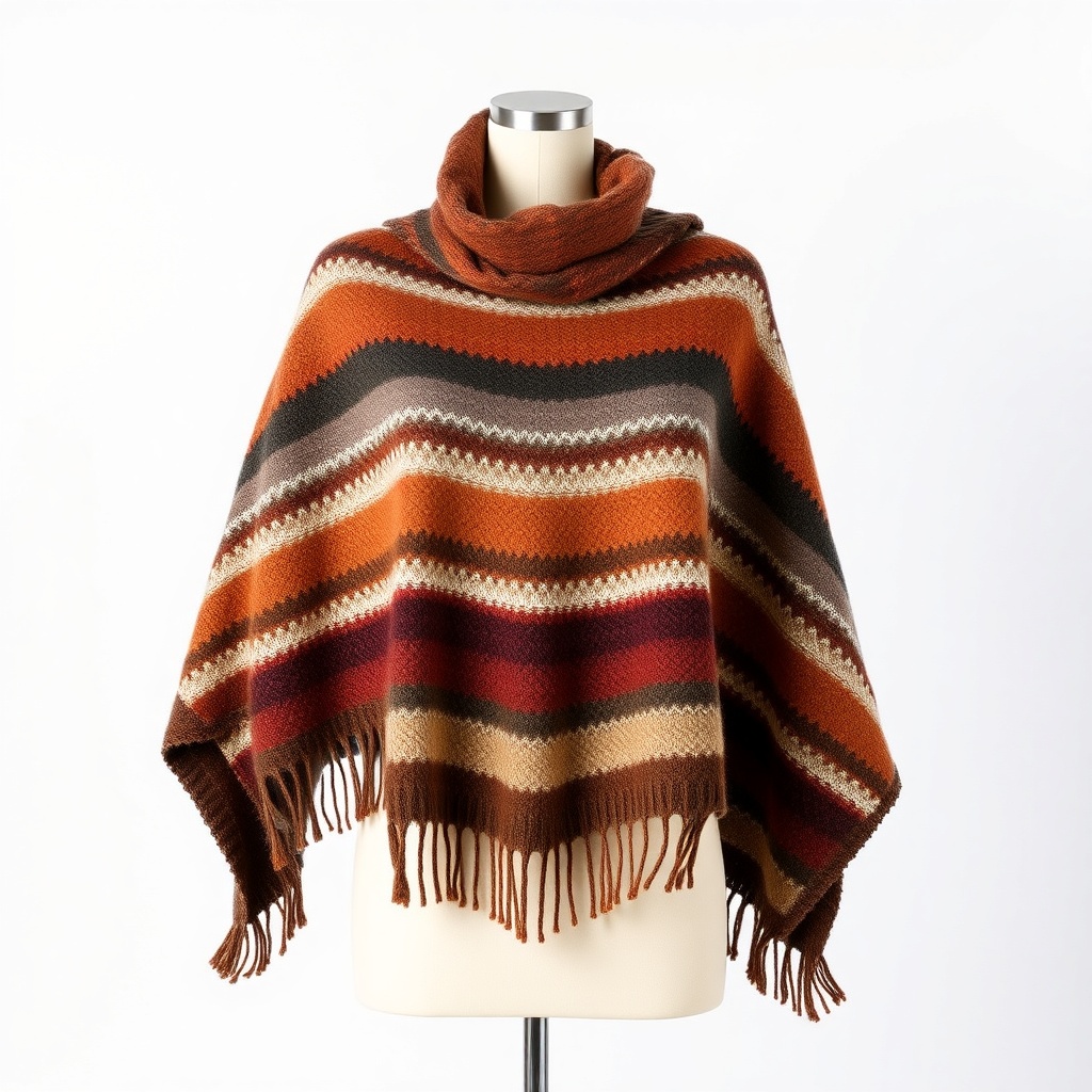 Poncho de Lana Unisex Diseño Geométrico